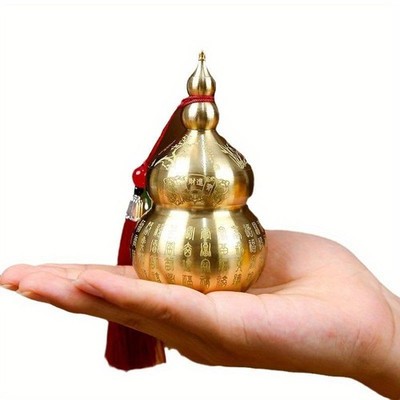 Brass Feng Shui Gourd Ornament with Tassel   Wealth & Good Luck Decor