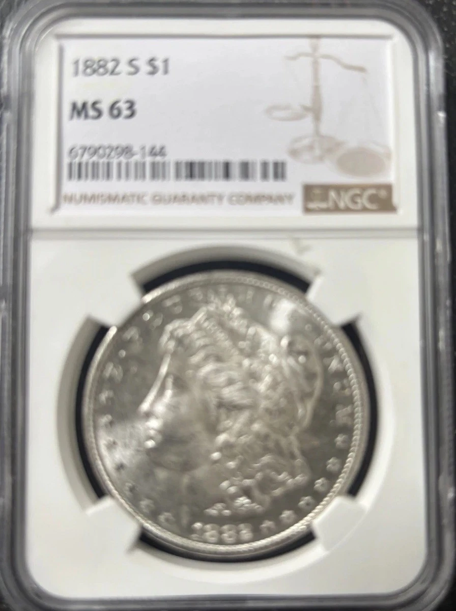 Silver MS 63 Graded 1882 Year Morgan US Dollars (1878-1921) for