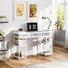 HOMCOM Small Writing Desk, Computer Desk with Fabric Drawers, White — photo 2