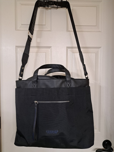 Versace Parfums Black Patent Leather Tote Shoulder Shopper Travel GymBag 20x15x8 - Picture 1 of 7