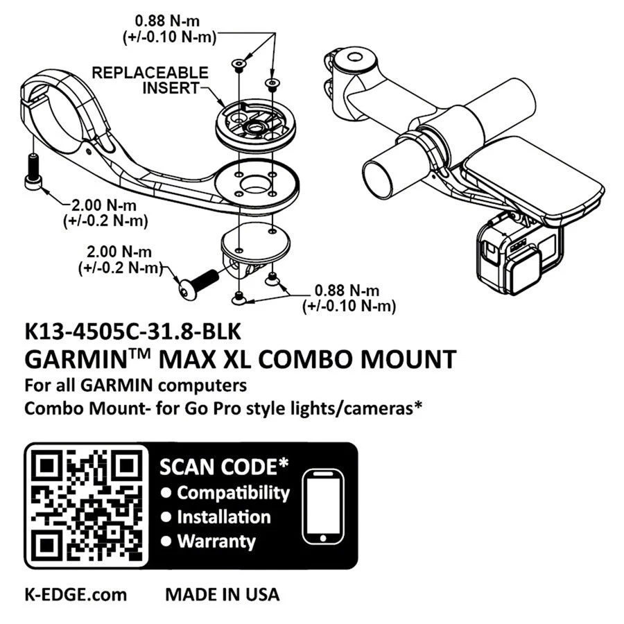 K-EDGE Max XL Combo Mount for Garmin Edge & Forerunner | Heavy-Duty CNC - Image 2 of 2
