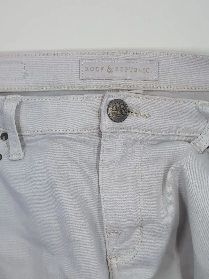 Pantalones Cortos ROCK & REPUBLIC Hula White Star Jean Distressed Talla 10 Foto 3 de 4