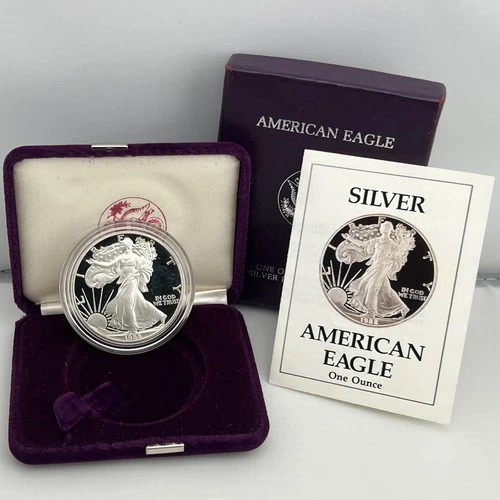 1988-S American Silver Eagle 1 oz Fine Bullion Proof Coin Set ~ Box and COA