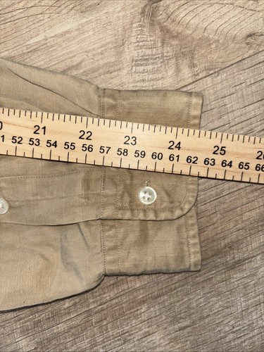 Ralph Lauren Blake Mens Large Khaki Silk Linen Long Sleeve Button Down Shirt H22 - Bild 11 von 11