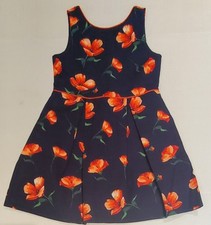 Janie and Jack Greece Getaway Floral Navy Pique Dress Girls Size 7 NWT