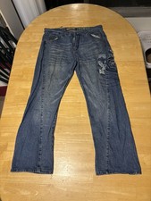 VTG Y2K Akademiks Akdmks Jeans Sz 40 Embroidered Baggy Wide Leg RN.0100964 READ