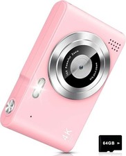 Digital Camera for Kids, UHD 4K 48MP Point and Shoot Digital Cameras-Cherry pink