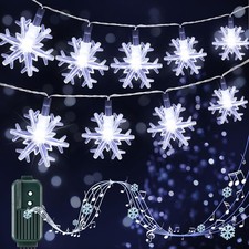 100 Bulbs 32 FT Christmas Snowflakes Lights with Music, Singing Led Snowflake St
