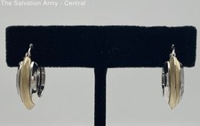 14K Yellow White Gold Fine Jewelry Latch Back Hoop Earrings Pair 4.37 Grams