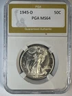 1945-D Walking Liberty Half Dollar 50C .900 Silver KM#142 PGA MS64
