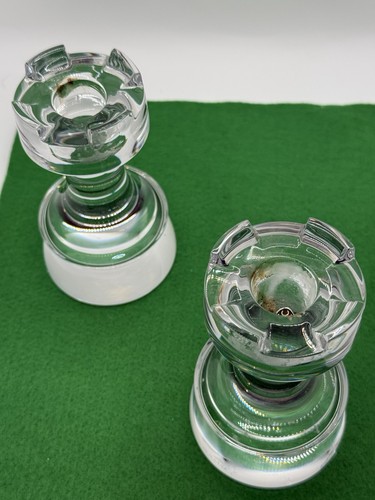 Two Rogaska Crystal Rook Chess Pieces Candlesticks - Imagen 2 de 6