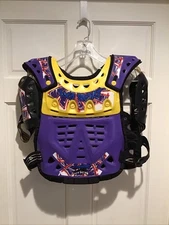 Vintage AXO Sport " 7 " Series Motocross Chest Protector Purple Yellow Italy