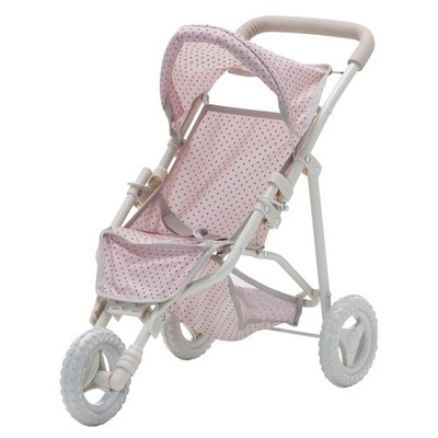 Baby Pushchair Pram 16-18'' Fashion Doll Foldable and Adjustable 3 Wheels Pink