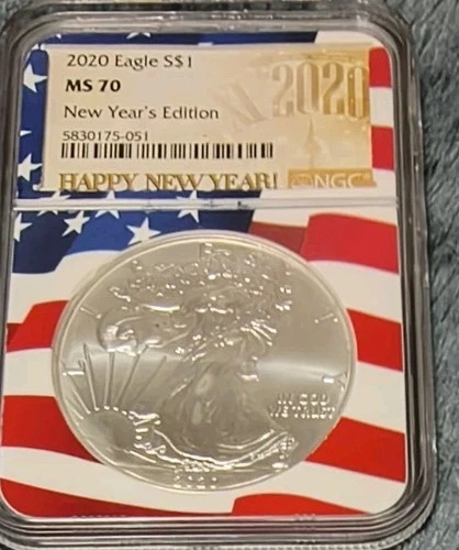 2020 New Years Flag Core Edition MS70 Silver Eagle  Rare One Day Production Only