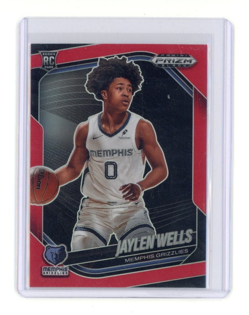 JAYLEN WELLS TRUE RED PRIZM RC /299 - 2024-25 Panini Prizm Black #34 GRIZZLIES
