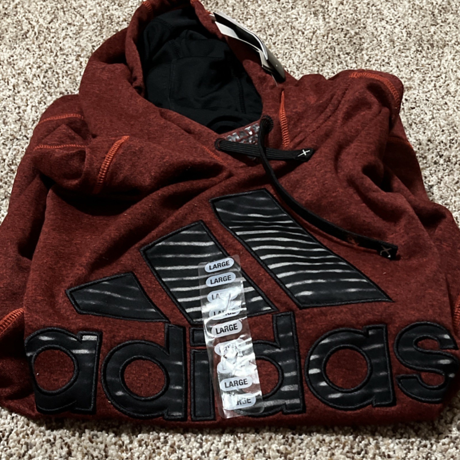 adidas Men's Climawarm polyester Pullover Hoodie Red Black Size L thumbnail 6