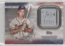 2021 Topps 70th Anniversary Manufactured Logo Eddie Mathews Patch HOF qw7