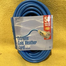 50' 12/3 Gauge Cold Weather Extension Cord w Lighted Outlet - Made in USA
