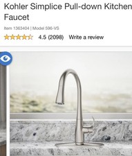 KOHLER 596-VS Simplice Pull Down Kitchen Faucet, 3-Spray Vibrant Stainless