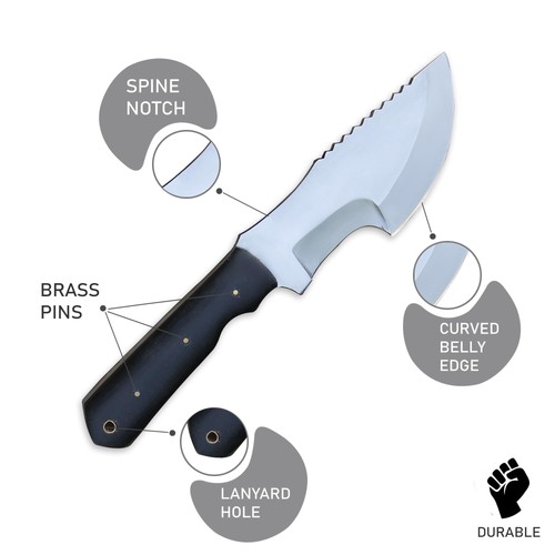 D2 Coltello Tracker Full Tang - Bushcraft Coltello Sopravvivenza Esterno Lama Fissa Hun... - Foto 3 di 8