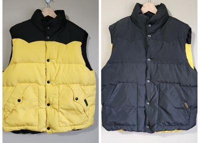 ジャケット・アウター POLO Ralph Lauren down vest black yellow Vintage Polo Ralph Lauren Sz XL Mens Reversible Down Puffer Vest