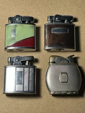 4 Vintage Pocket Cigarette Lighters Ronson Whirlwind Evans Spitfire Continental
