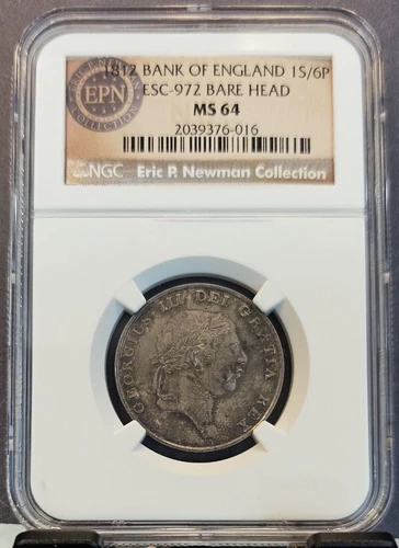 1812 GREAT BRITAIN SILVER 1 SHILLING 6 PENCE BANK OF ENGLAND NGC MS 64 SCARCE BU