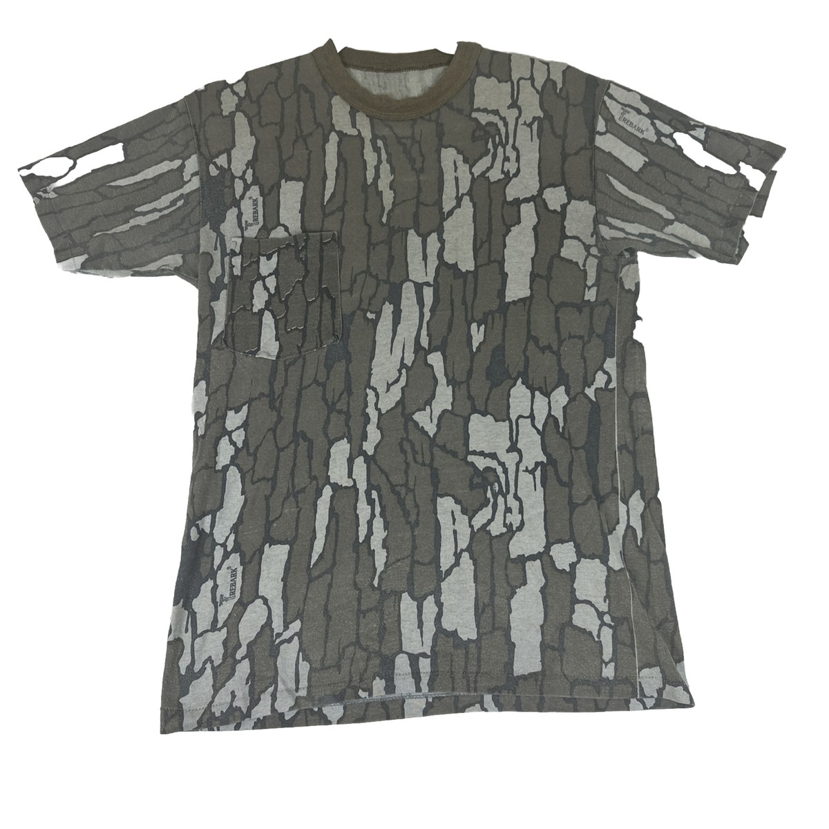 Vintage Single Stitch TreBark Camo Pocket T-Shirt hunting size S