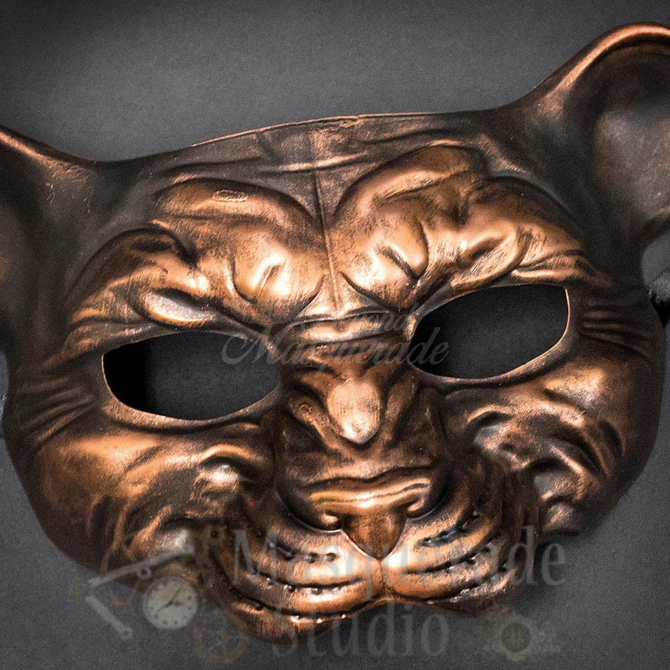 Leopard Haunted Animal Spirit Wall Decoration Halloween Masquerade Mask [Copper] - Image 4 of 4