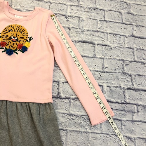 HANNA DIFFERENTSON 160 14-16 ROSA GRIS SUDADERA VESTIDO, APLIQUE FLORES LEÓN - Imagen 7 de 10