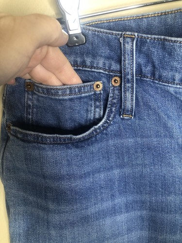 Pantalones de mezclilla J Crew Factory 33 tiro medio acampanados lavado medio 5 bolsillos cremallera botón mosca - Imagen 5 de 9