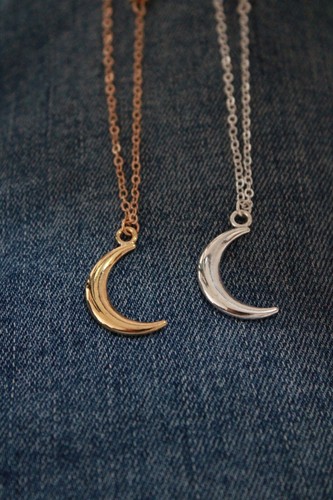 LUNA crescente ciondolo Placcato Argengto E Oro con catena Donna - Foto 2 di 12