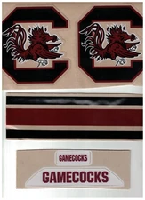 SOUTH CAROLINA GAMECOCKS FULL SIZE FOOTBALL HELMET DECALS W/STRIPE & BUMPERS