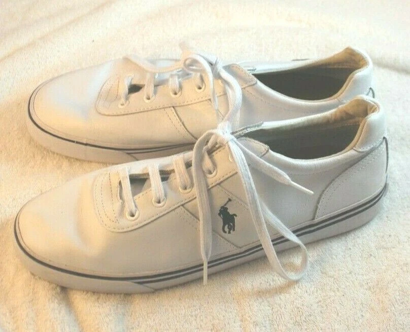 Pre Owned Men s White Ralph Lauren Polo Hanford Upper Leather Sneakers Size 11
