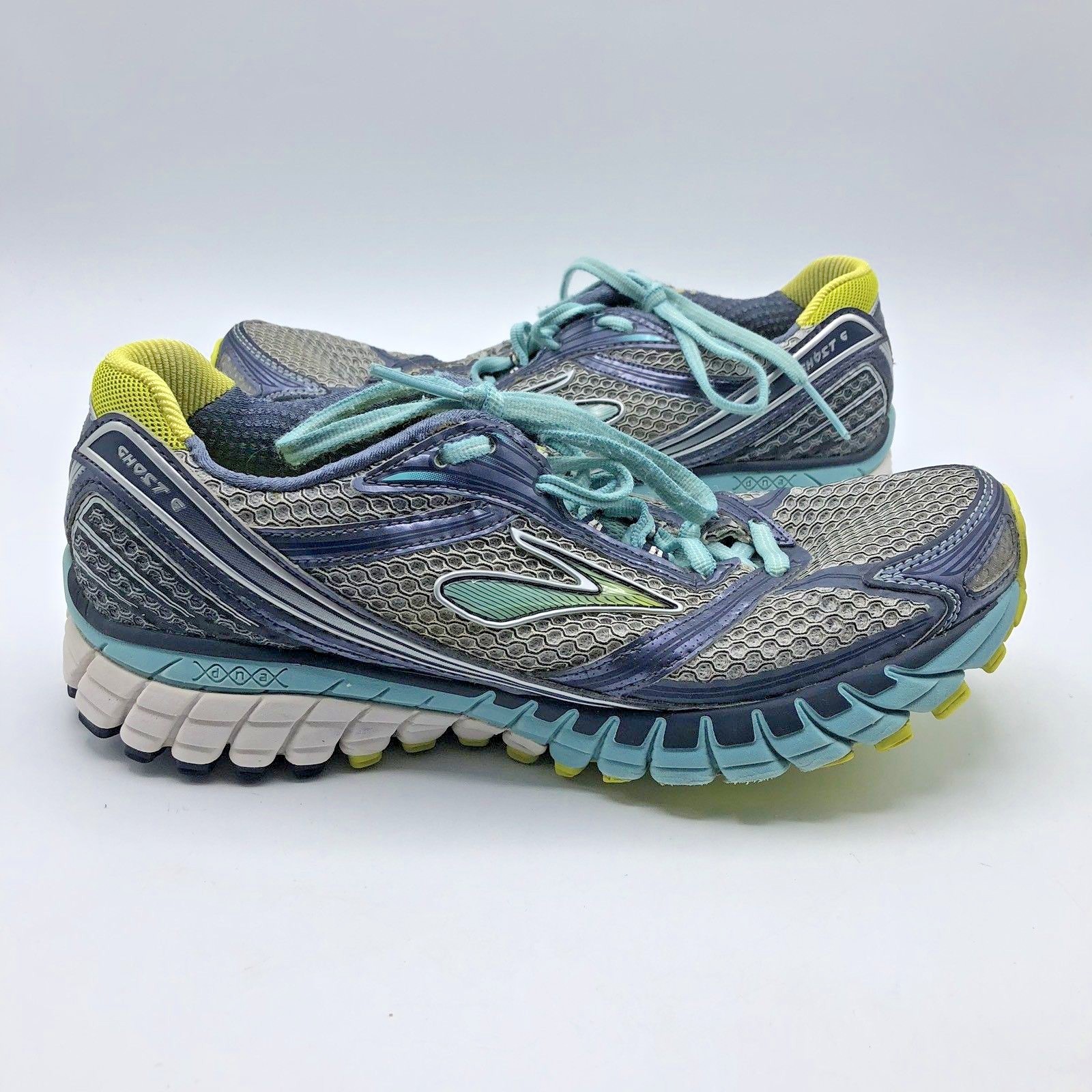 Brooks Ghost 6 Women Blue Yellow White Running Shoe S… Gem