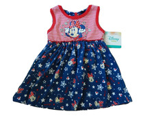 Baby Girls Shirt Dress Size 6-9 Months Minnie Mouse Summer NEW Blue Skirt Bow