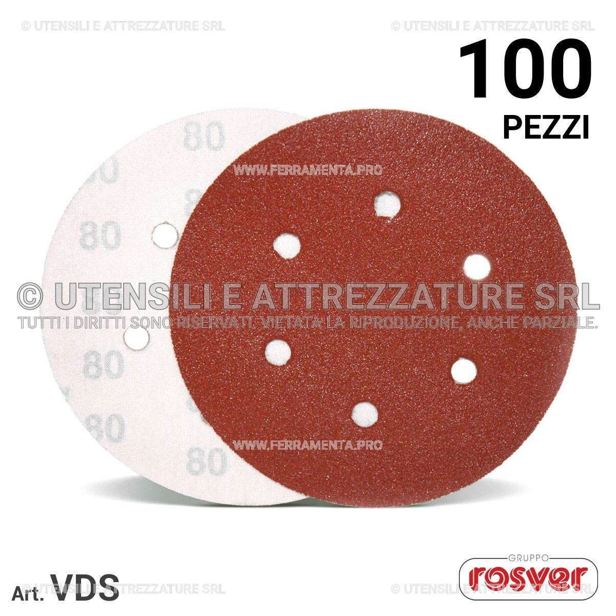 Kit 100 Dischi Velcrati 125mm G150 VDS 8 Fori Abrasivi Corindone per Levigatrice