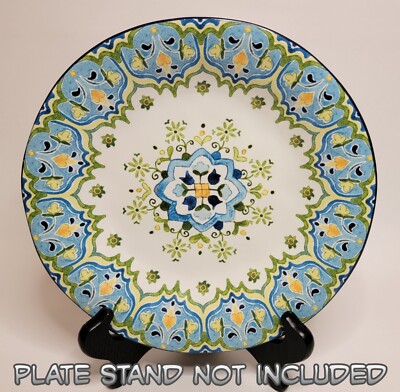 Pier 1 Imports ''Celeste'' Plate Blue and Yellow Flowers 9'' x 9'' Round