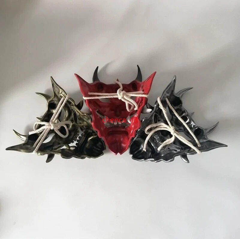 Unisex Devil Mask Japanese Hannya Demon Oni Samurai Kabuki Fancy Dress-up Props - Image 3 of 4