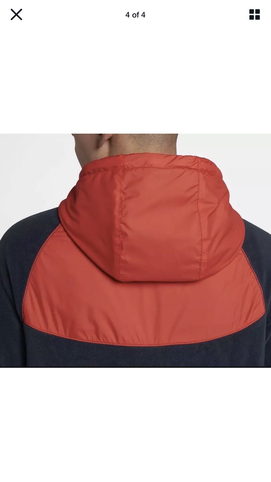 Medium Mens Nike NSW Full Zip Polar Fleece Navy Habanero Hoodie 