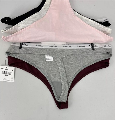 Damen Calvin Klein Tanga 5er Pack M Unifarben - Rot Grau Pink Grau & Schwarz - Bild 10 von 13