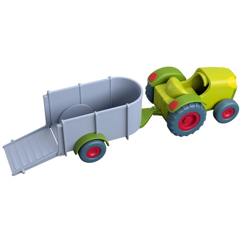 HABA Little Friends Tractor and Trailer - 2 Piece Farm Vehicle - Picture 2 of 6