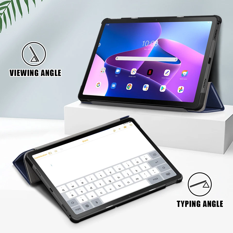 For Lenovo Tab M10/M10 Plus 3rd Gen Fashion Folio Leather Stand Smart Case Cover - Image 3 of 4