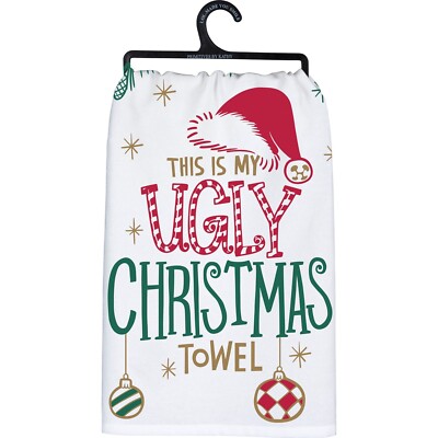 Primitives By Kathy Weihnachts-Geschirrtuch – Aufschrift 'This Is My Ugly Christmas', 71x71 Cm