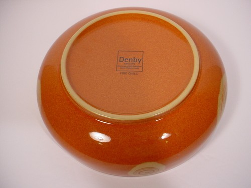 Denby Fire Chilli Pasta Serving Bowl Orange Swirl 9 1/2" - Picture 9 of 10