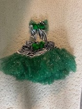 Green Zebra Print TUTU set with bow NWOT Age 1-2