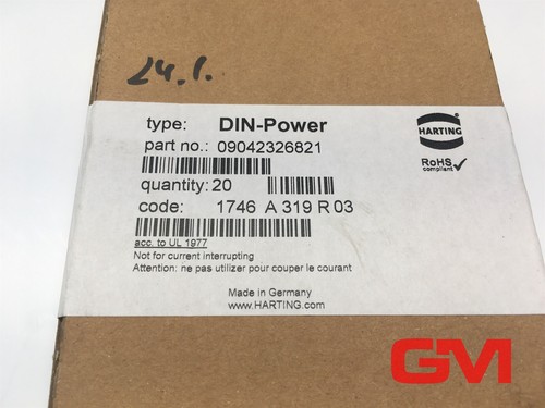 Vpe 20 X HARTING Spring BAR Din Power 09042326821 Connector D032FW-20, 0C1-2 - Picture 2 of 6
