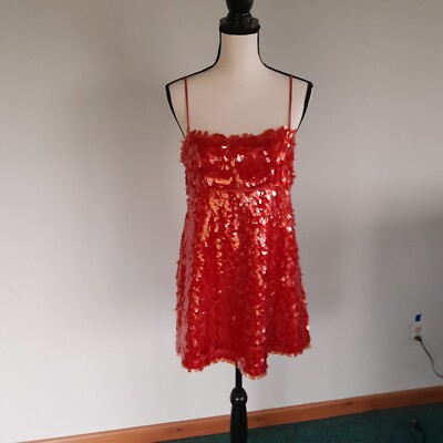 Zara Strappy Red Sequin Mini Party Dress Medium NWT | eBay