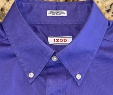IZOD Men's Purple Button Down Wrinkle Free Twill Regular Fit Shirt - 15.5x32/33