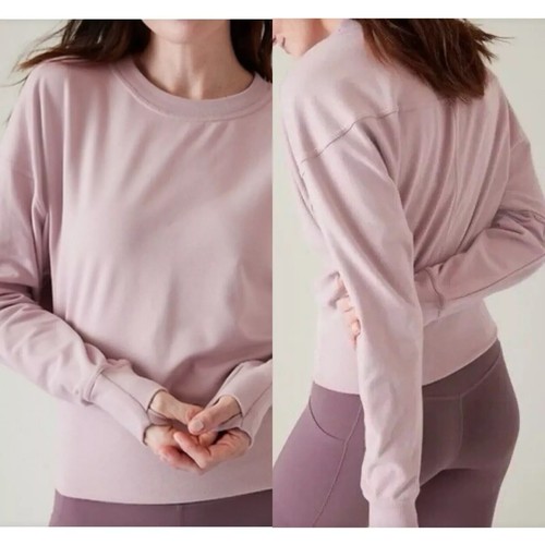 Athleta Retroterry Sweatshirt mit Rundhalsausschnitt in Smoked Mauve sportlich Gr. SP - Bild 2 von 6